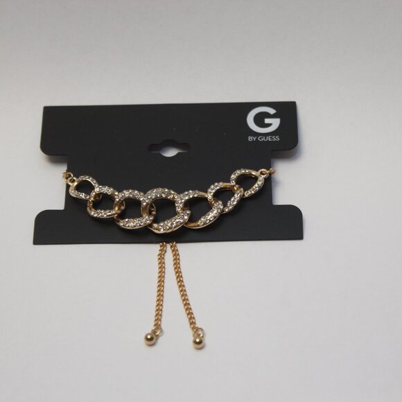 G by Guess women's chain Gold-Tone Rhinestone bracelet - Picture 3 of 8